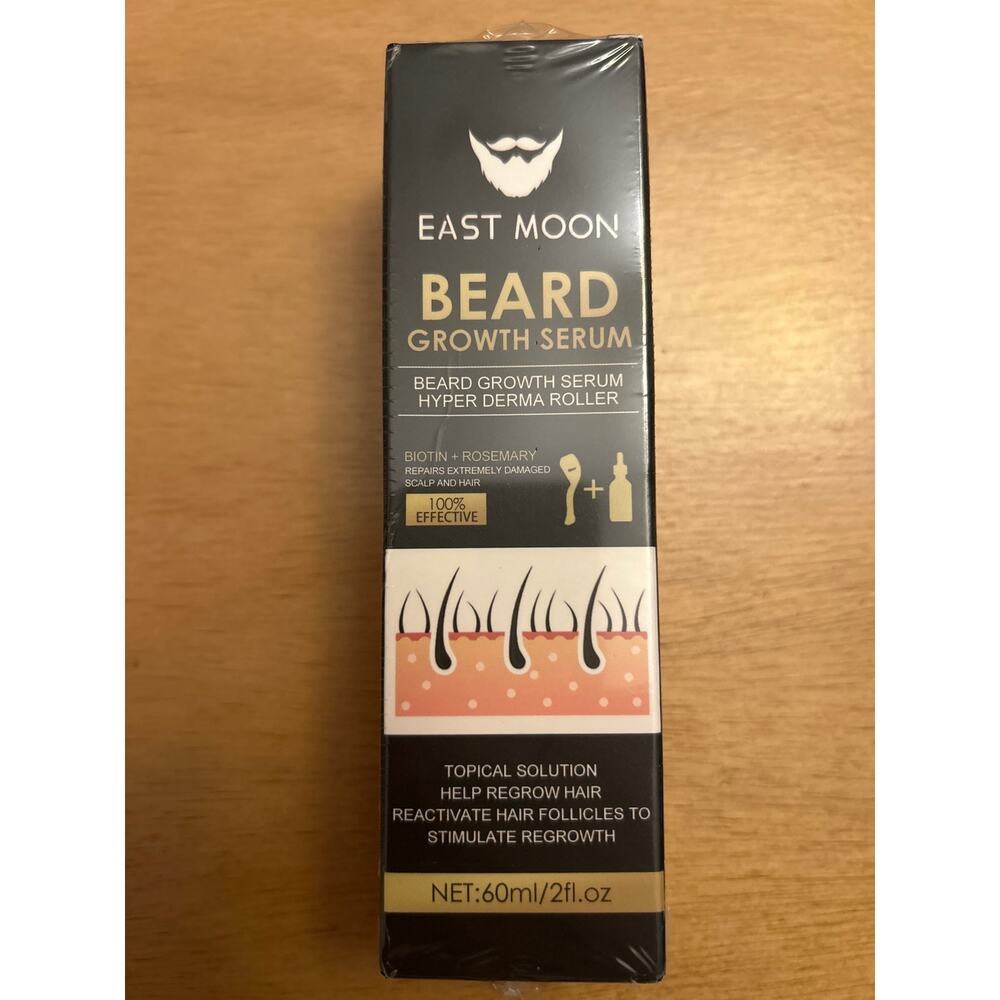 New East Moon Beard Growth Serum Hyper Derma Roller Fast Thicker Facial Hair 2oz